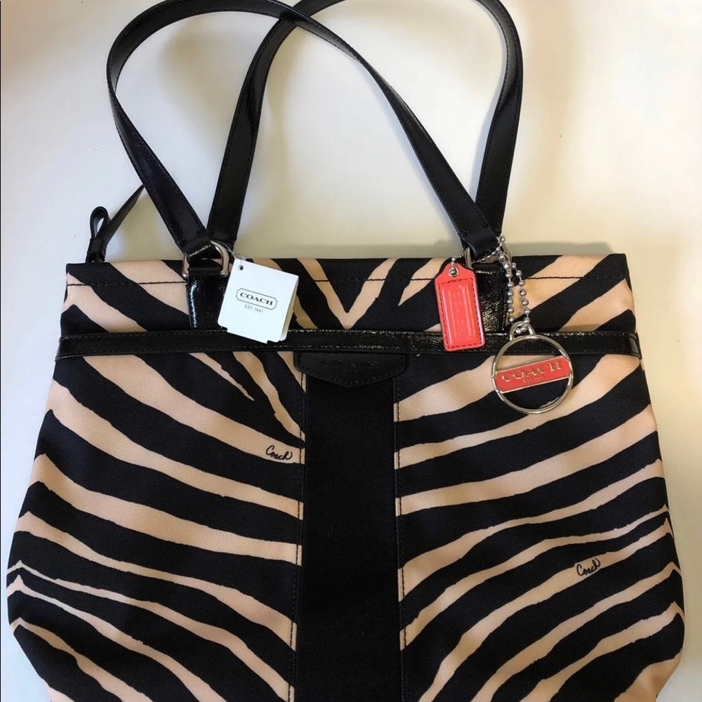 Zebra Print Coach Purse and Tech Bag Set - Picture 2 of 7